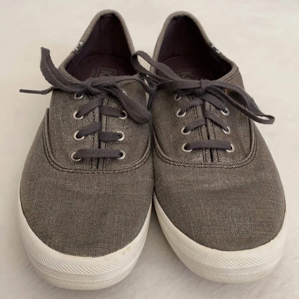 Keds | Champion Ortholite Metallic Linen Gray Sneakers WF57958 Gunmetal Grey 7.5 - Picture 4 of 14